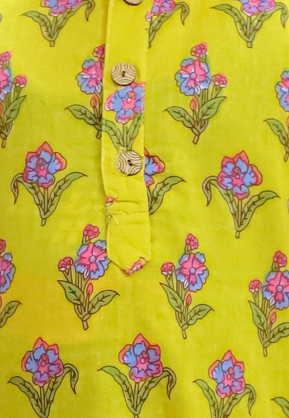 Printed Pure Cotton Kurta Set in Yellow