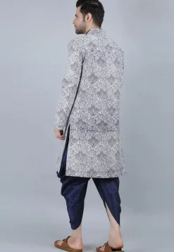 Printed Pure Cotton Kurta Jacket Set in White