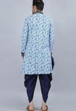 Printed Pure Cotton Kurta Jacket Set in White