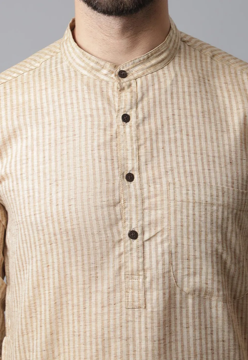 Printed Pure Cotton Kurta in Beige