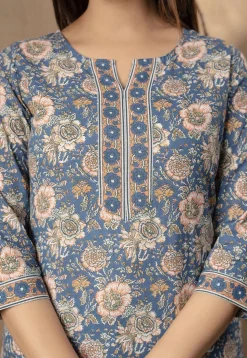 Printed Pure Cotton Kurti in Blue