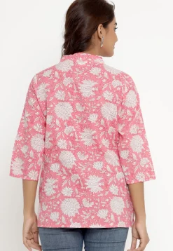 Printed Pure Cotton Kurti in Pink