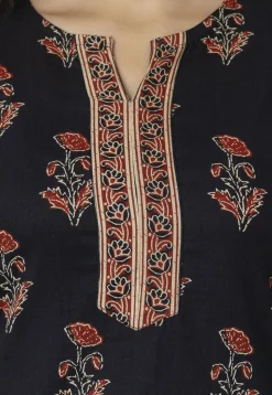 Printed Pure Cotton Kurti in Black