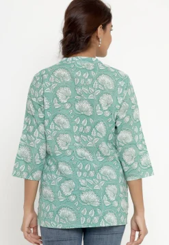 Printed Pure Cotton Kurti in Sea Green