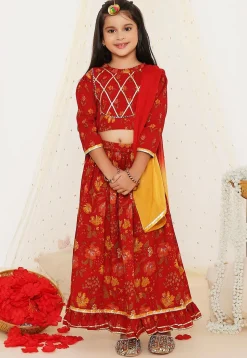 Printed Pure Cotton Lehenga in Maroon