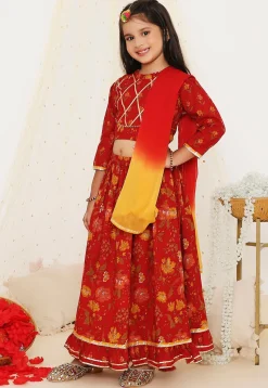 Printed Pure Cotton Lehenga in Maroon