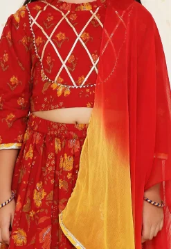 Printed Pure Cotton Lehenga in Maroon