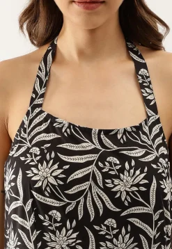 Printed Pure Cotton Maxi Dress in Black