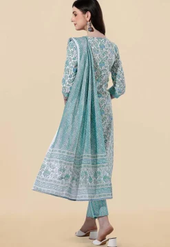 Printed Pure Cotton Pakistani Suit in White