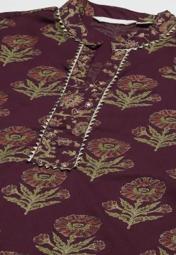 Printed Pure Cotton Pakistani Suit in Violet