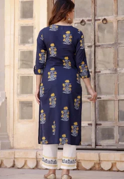 Printed Pure Cotton Pakistani Suit in Blue