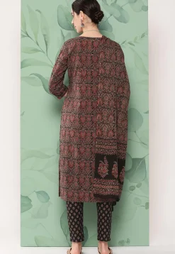 Printed Pure Cotton Pakistani Suit in Black