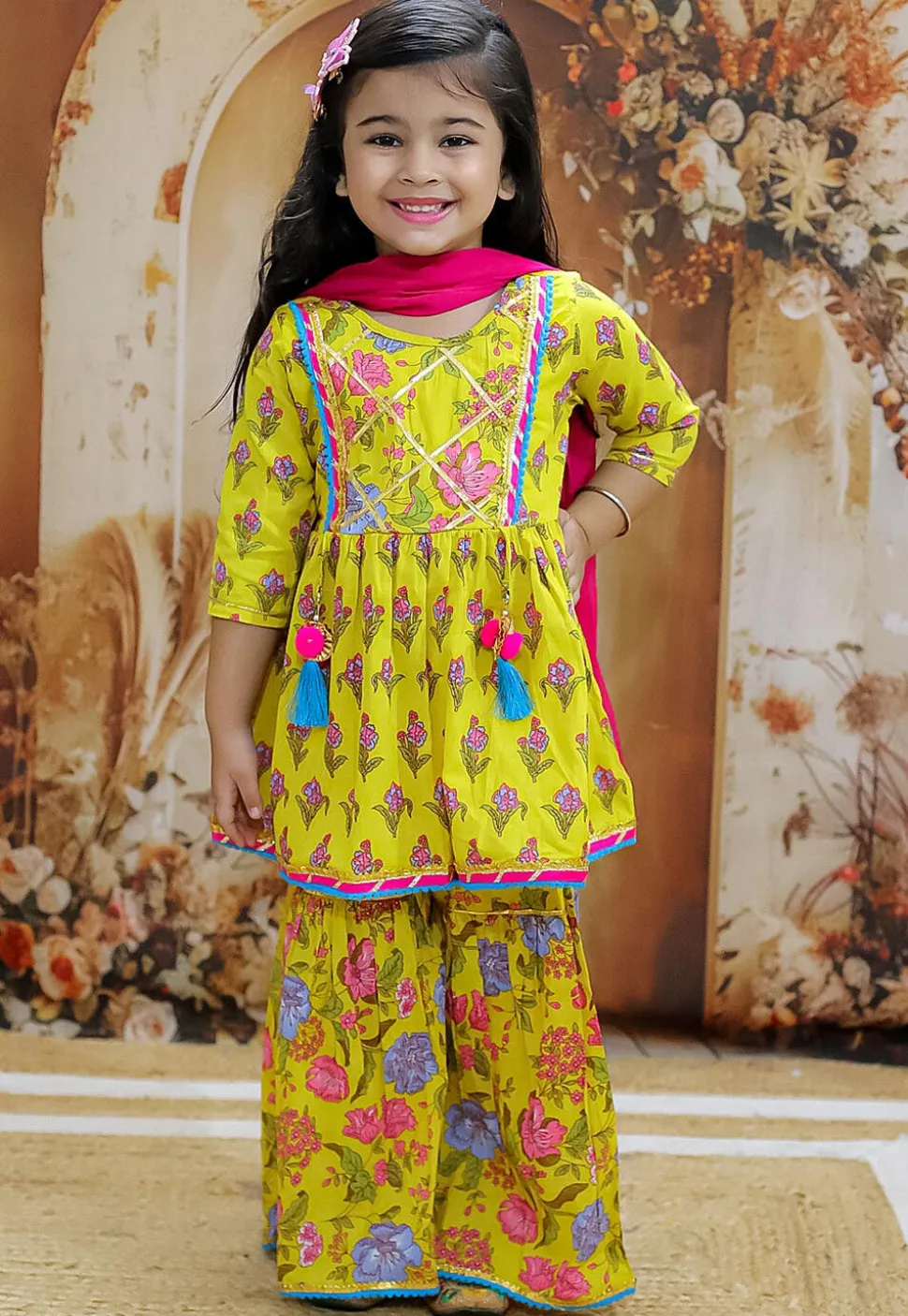 Printed Pure Cotton Pakistani Suit in Yellow
