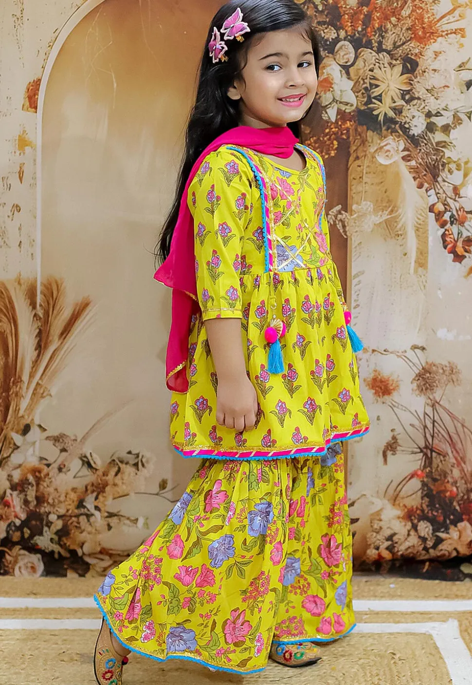 Printed Pure Cotton Pakistani Suit in Yellow