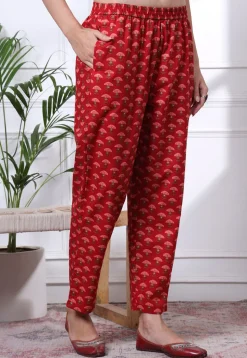 Printed Pure Cotton Pakistani Suit in Red