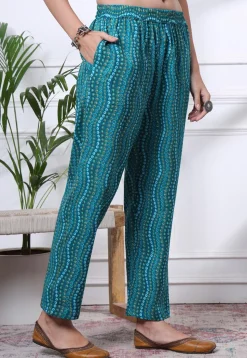 Printed Pure Cotton Pakistani Suit in Turquoise