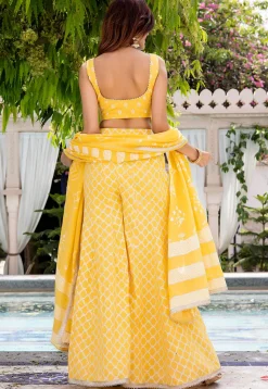 Printed Pure Cotton Pakistani Suit in Yellow