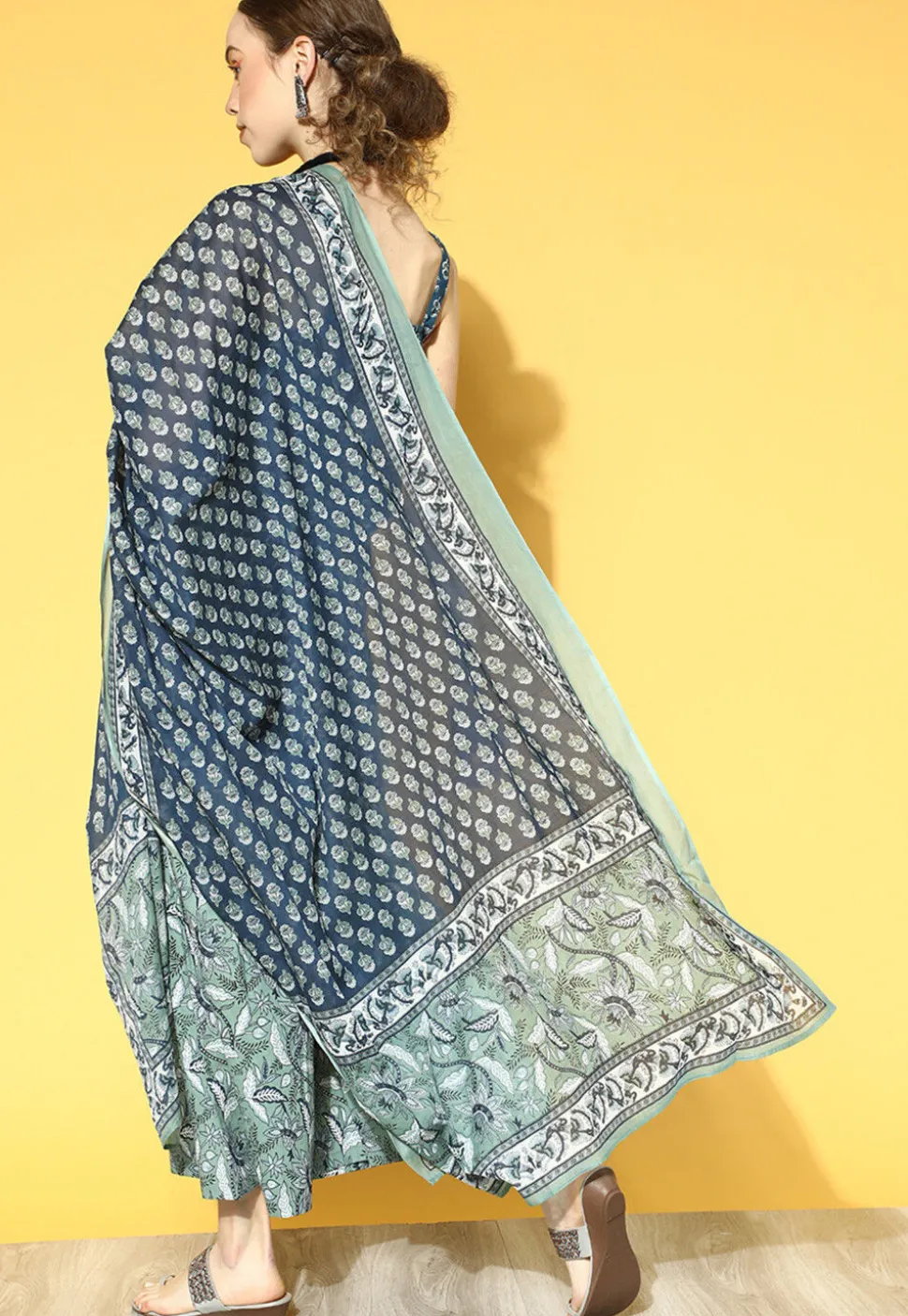 Printed Pure Cotton Pakistani Suit in Blue