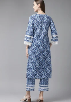 Printed Pure Cotton Pakistani Suit in Blue