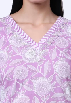 Printed Pure Cotton Pakistani Suit in Light Purple