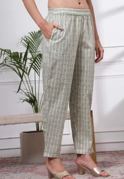 Printed Pure Cotton Pakistani Suit in Dusty Green