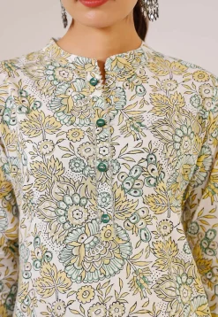 Printed Pure Cotton Pakistani Suit in Off White