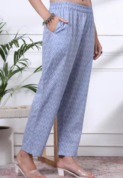 Printed Pure Cotton Pakistani Suit in Sky Blue