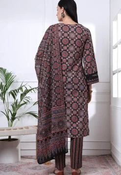 Printed Pure Cotton Pakistani Suit in Black