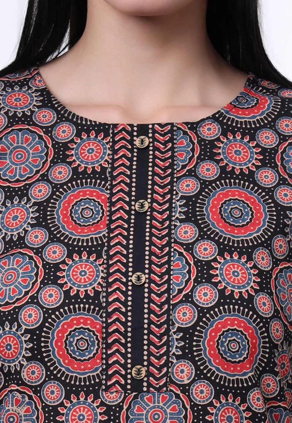 Printed Pure Cotton Pakistani Suit in Black