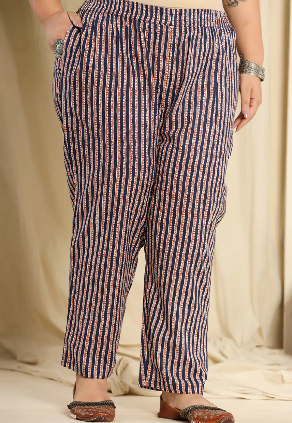 Printed Pure Cotton Pakistani Suit in Navy Blue