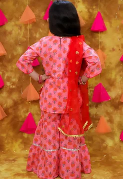 Printed Pure Cotton Pakistani Suit in Pink