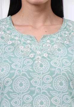 Printed Pure Cotton Pakistani Suit in Light Green