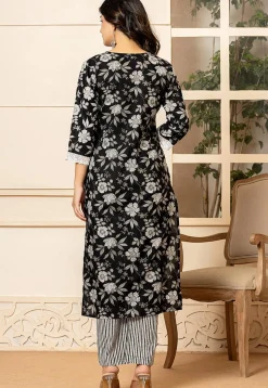 Printed Pure Cotton Pakistani Suit in Black