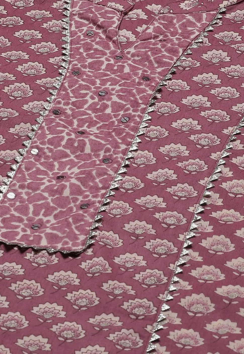 Printed Pure Cotton Pakistani Suit in Dark Old Rose