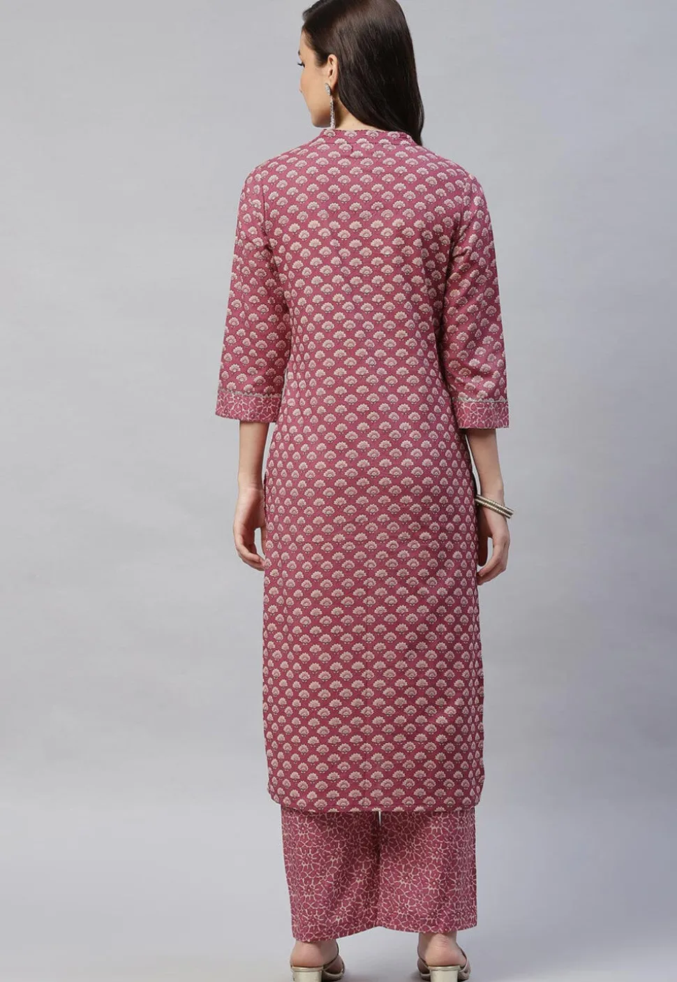 Printed Pure Cotton Pakistani Suit in Dark Old Rose