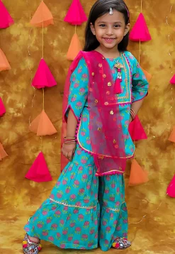 Printed Pure Cotton Pakistani Suit in Blue