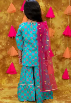 Printed Pure Cotton Pakistani Suit in Blue