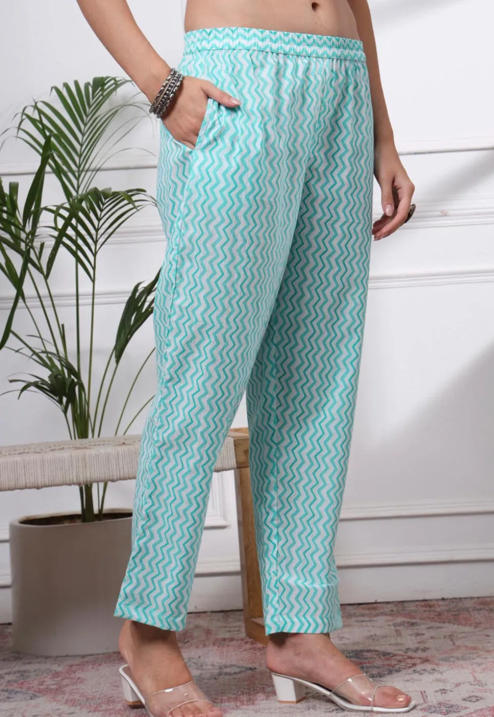 Printed Pure Cotton Pakistani Suit in Sea Green
