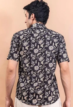 Printed Pure Cotton Shirt in Black