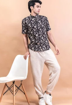 Printed Pure Cotton Shirt in Black