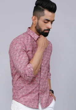 Printed Pure Cotton Shirt in Purple