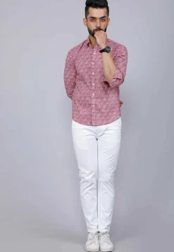 Printed Pure Cotton Shirt in Purple