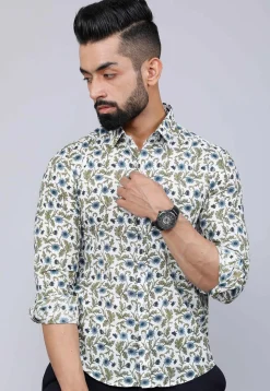 Printed Pure Cotton Shirt in White
