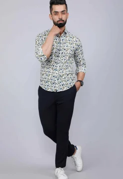 Printed Pure Cotton Shirt in White