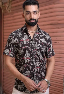 Printed Pure Cotton Shirt in Black