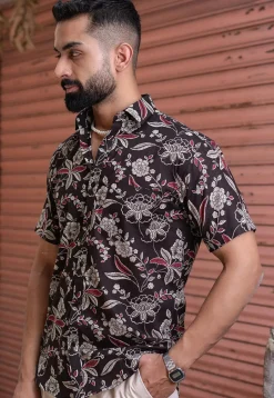 Printed Pure Cotton Shirt in Black