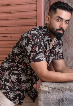 Printed Pure Cotton Shirt in Black