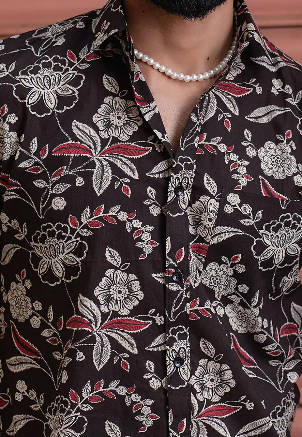 Printed Pure Cotton Shirt in Black