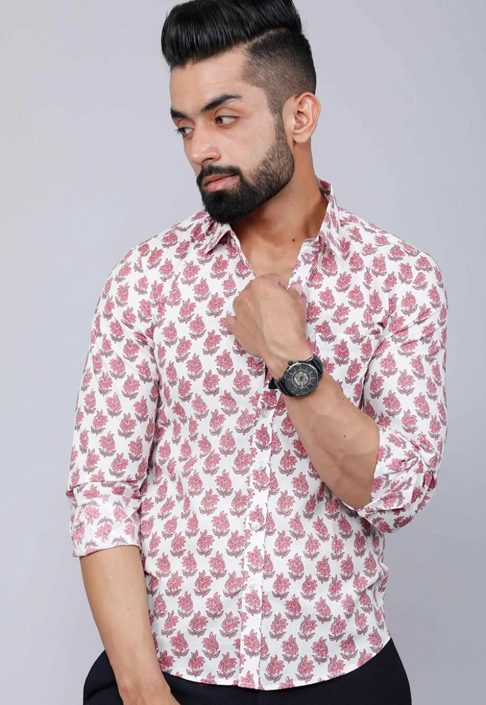 Printed Pure Cotton Shirt in White