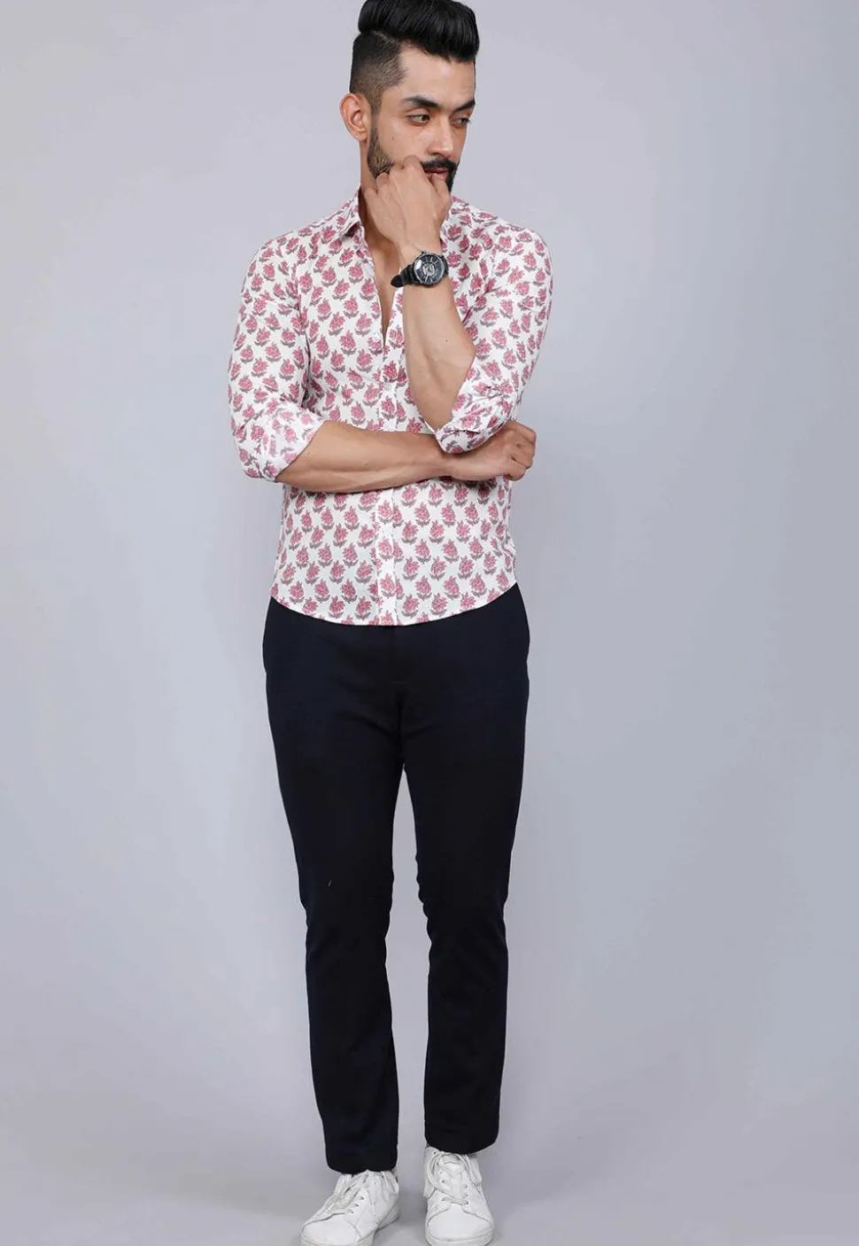 Printed Pure Cotton Shirt in White